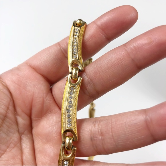 CHRISTIAN DIOR GOLD TONE AND RHINESTONE NECKLACE - Picture 12 of 12